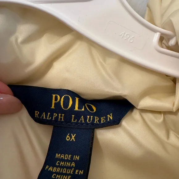 Polo by Ralph Lauren Cream Puffer Coat with Faux Fur Trim - Picture 3 of 8